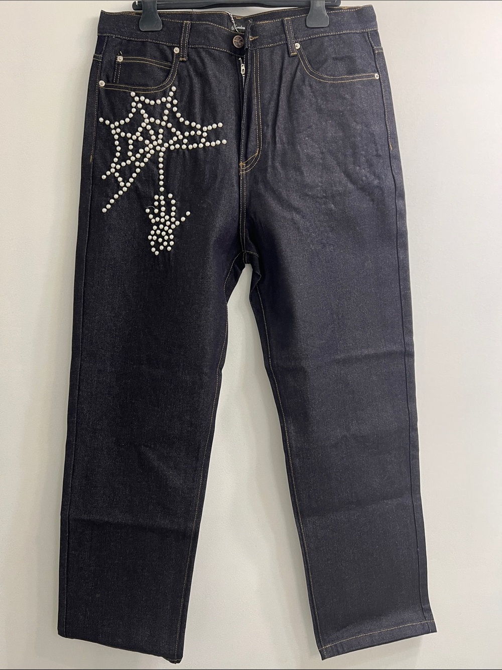 Boredom Kill Men’s Denim Jeans with Studded Star Detail